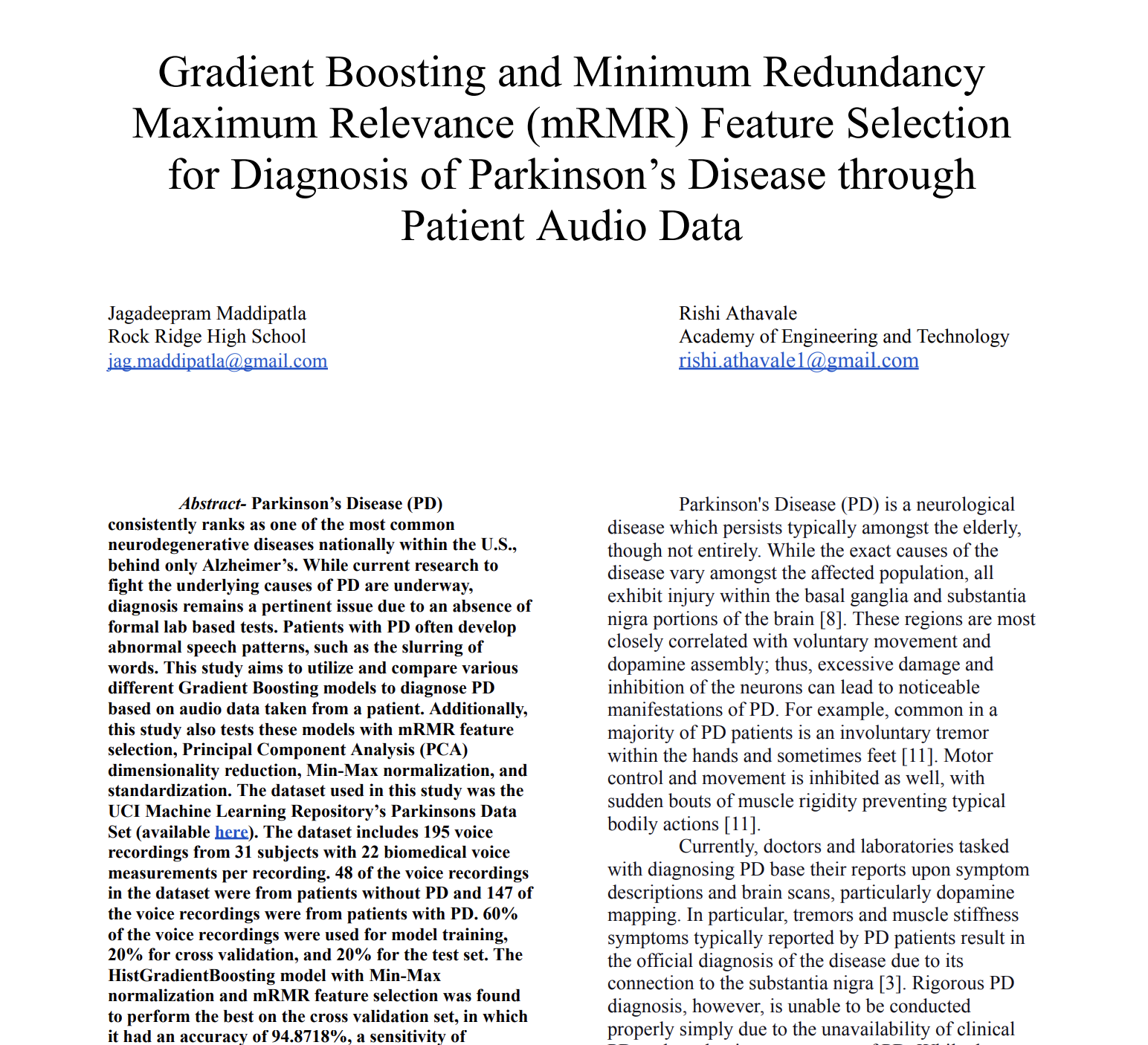 parkinson’s paper cover