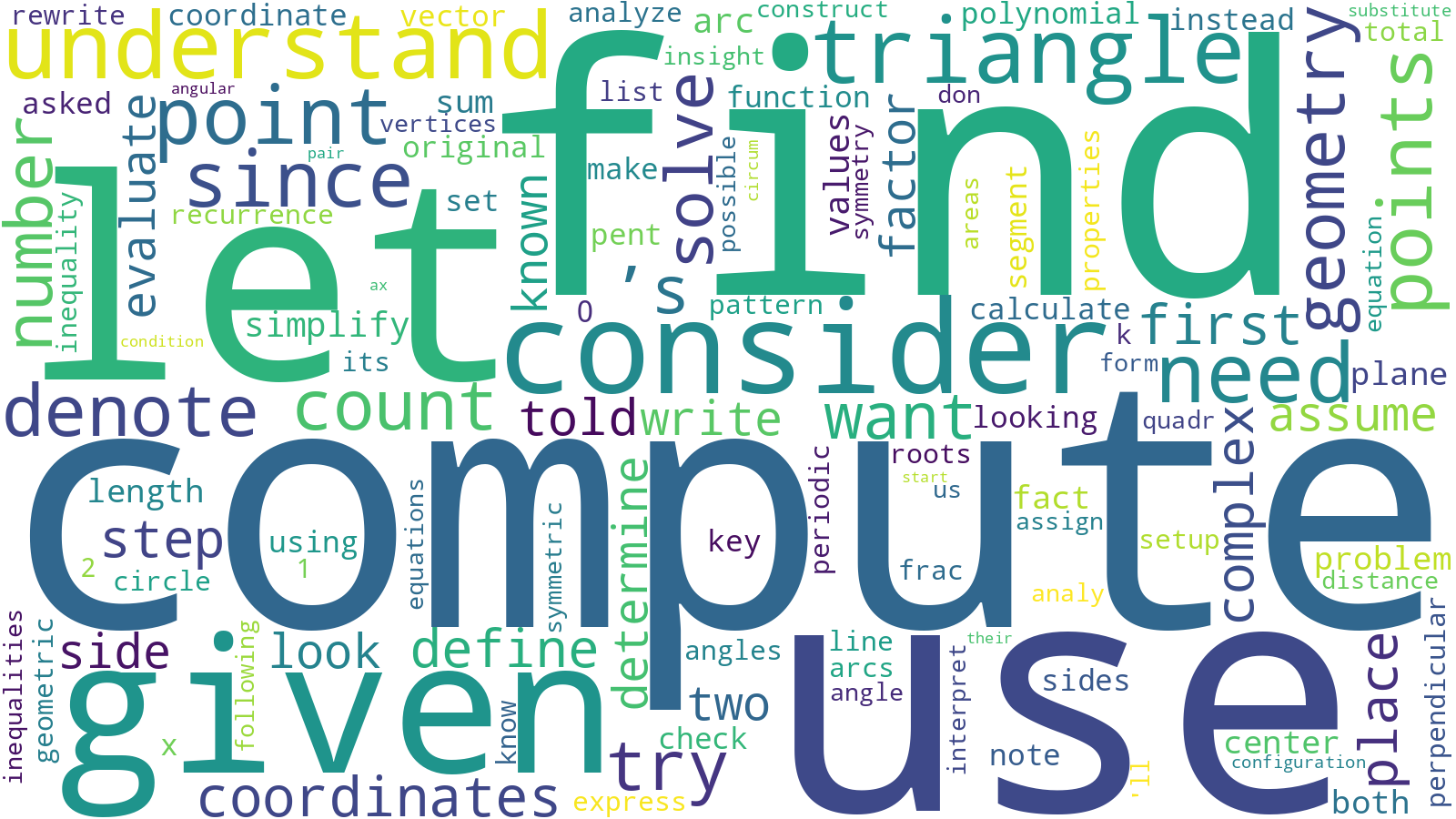 Word cloud of branching tokens for pass@k LogitMLP, dominated by 'compute', 'find', 'use', 'let', 'given', 'consider'.